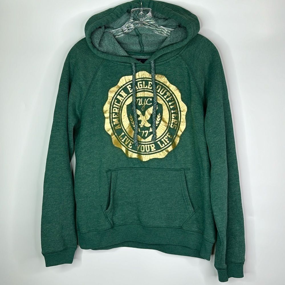 American Eagle Green Hooded Sweatshirt Size Large